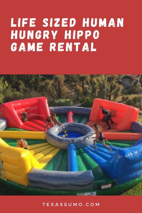 Human Hungry Hippo Game, Hungry Hippo Human Game, Hungry Hippo Game, Human Hungry Hippos, Campus Events, Hungry Hippos, Carnival Rides, Giant Inflatable, Slip And Slide