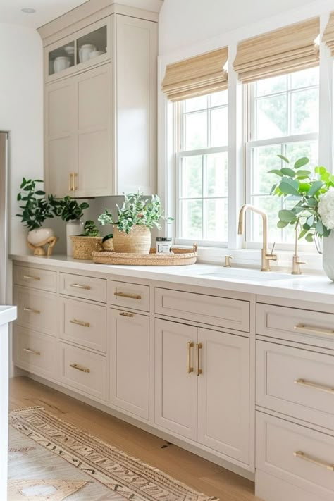 Islands With Storage, Bathroom Styling Ideas, Beige Kitchen Cabinets, Cabinet Color Ideas, Storage Seating, Kitchen Cabinet Color, Kitchen Cabinet Color Ideas, Beige Kitchen, Cabinet Color