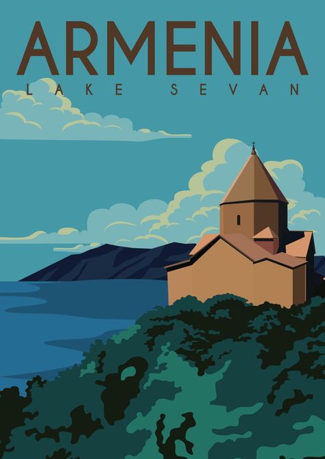 Sevan Lake, Outdoors Logo Design, Armenia Travel, Outdoor Logos, Yerevan Armenia, Lake Painting, Lake Art, Illustration Background, Background Background