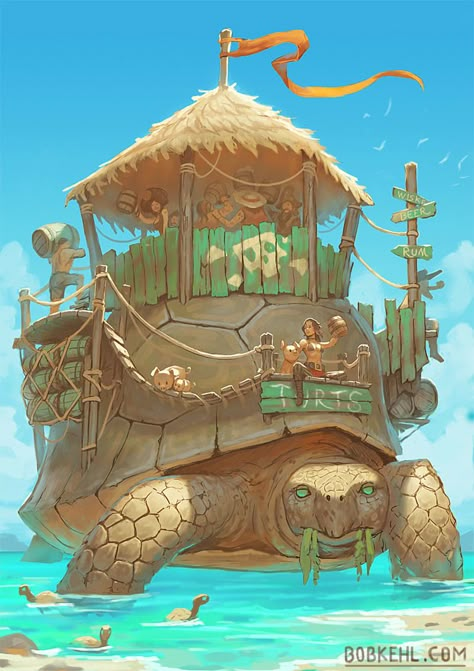 Bob Kehl, Art Turtle, Pirate Art, Fantasy City, Dnd Art, Fantasy Places, Fantasy Art Landscapes, Fantasy Concept Art, High Fantasy