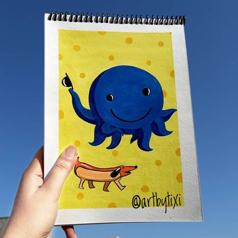 #painting #acrylicpainting #explore #aesthetic #acryliccolour #visualart #cartoonart #cartoonnetwork #90skids #nostalgia #childhood #cartoons #character #cartoon #oswald #oswaldtheoctopus #winnie Octopus Cartoon, Oswald The Octopus, Memory Illustration, Nostalgia Childhood, Octopus Drawing, Disney Character Drawings, Childhood Cartoons, Explore Aesthetic, Watercolor Paintings Of Animals