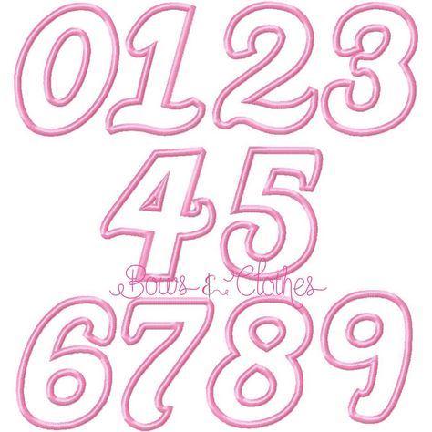 Font 2 Applique Numbers – Bows and Clothes Cute Number Fonts, Font For Numbers, Fancy Numbers Fonts, Cute Numbers, Fancy Numbers, Bubble Numbers, Ribbon Font, Font Numbers, 15 Number