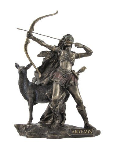 Goddess Of Hunting, Artemis Greek Goddess, Greek Goddess Statue, Greek Mythology Statue, Artemis Goddess, Roman Goddess, Goddess Statue, Bow And Arrow, Mythological Creatures