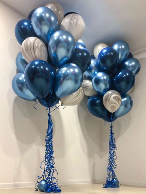 Navy Blue Birthday Decorations, Blue Theme Birthday Party Decorations, Blue Decorations Party Birthday Ideas, Blue Balloon Decorations, Blue Sweet 16 Decorations, Blue Themed Birthday Party, Balloon Decorations Ideas, Blue Party Decor, Blue Decorations