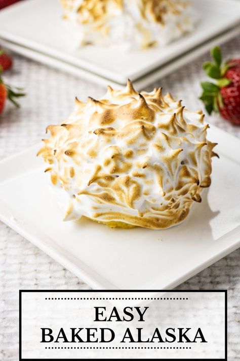 Alaska Cake, Baked Alaska Recipe, Toasted Meringue, Culinary Torch, Fun Dessert, Cake Base, Baked Alaska, Individual Cakes, Ice Cream Cookies