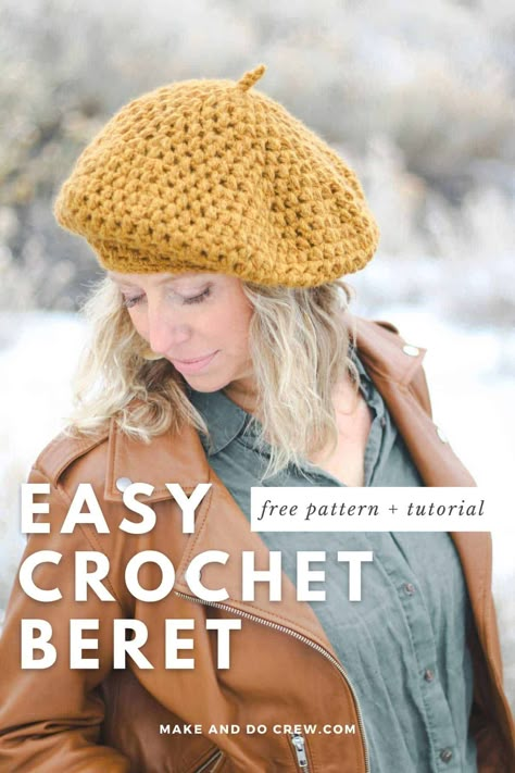 Free Crochet Hats For Women, Crochet Hat Women Free Pattern, Baret Hat Crochet Pattern, Slouchy Beret Crochet Pattern Free, Crochet Beret Pattern Free Womens, Crochet Barret Hat Pattern Free, Crochet Hat Women, Beret Hat Crochet Pattern Free, Brimmed Hat Crochet Pattern