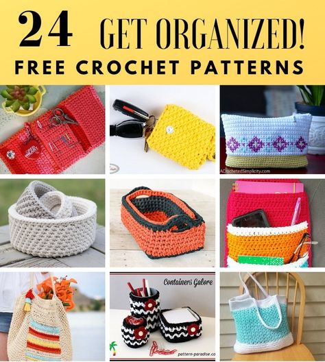 Free crochet patterns to get organized! Find baskets, bags and totes, on Pattern-Paradise.com #crochet #patternparadisecrochet #baskett #bag #tote Free Crochet Patterns For Leftover Yarn, Crochet Organization Patterns, Free Scrap Yarn Crochet Projects, Organization Crochet, Crochet Organization, Crochet Accessories Free Pattern, Barbie Products, Crochet Craft Fair, Crochet Project Free