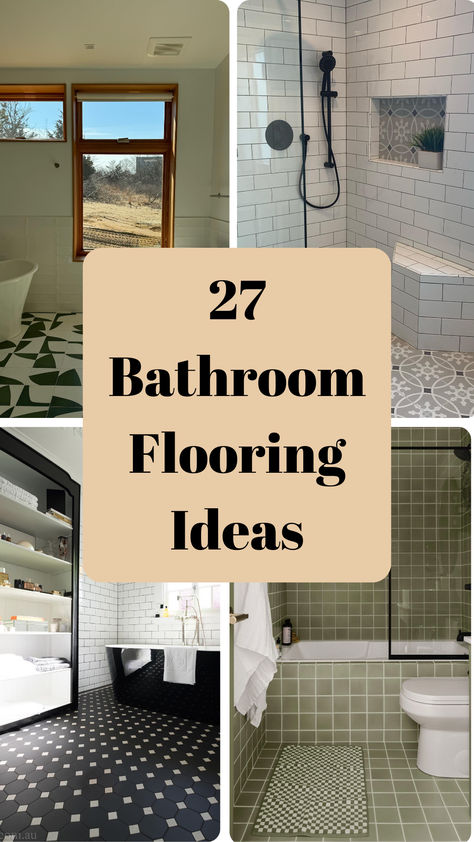 27 Bathroom Flooring Ideas – The DIY Desire Bathroom Floor Small Space, Busy Bathroom Floor Tile, Large Tile Flooring Bathroom, Tile Floor In Bathroom Ideas, Bathroom Dark Floor Light Wall Tile, Easy Bathroom Flooring Ideas, Guest Bathroom Ideas Wood Floors, Modern Tile For Bathroom Floor, Bathroom Tiles Floor Ideas