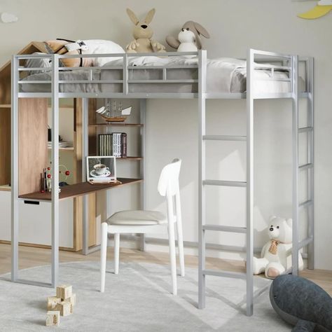 💥💥💥 This modern metal bunk bed with study table is certainly a stunning addition to your room. Make your sleeps cozy with our Kyndell Bunk Bed ✅️Dimensions: 72" Height x 78" Length x 42" Depth all are in inches ✅️ Customizable 🚛 FREE DELIVERY ACROSS PAKISTAN ✅️ Grab yours @creativehomefurnishing ✅️Shop Now: https://creativehomefurnishing.com/products/kyndell-bunk-bed-1 #bunkbed #bunker #metalbunkbeds #bunkwithstudytable#bedroominterior #kidsbunkbeds ##bedroomdecor #bedroomfurniture #mo... Bunk Bed With Study Table, Bunk Bed Dimensions, Metal Bunk Bed, Cozy Loft, Guard Rail, Loft Space, Metal Bunk Beds, Slatted Headboard, Bed Dimensions