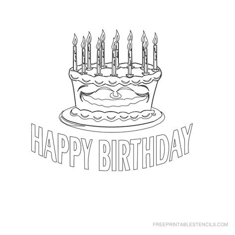 Free Printable Cake Stencil C Images Of Cakes, Cakes With Candles, Cake Stencils, Cake Stencil, Birthday Cake With Candles, Stencil Templates, Happy Birthday Cake, Cake Pictures, Chocolate Decorations