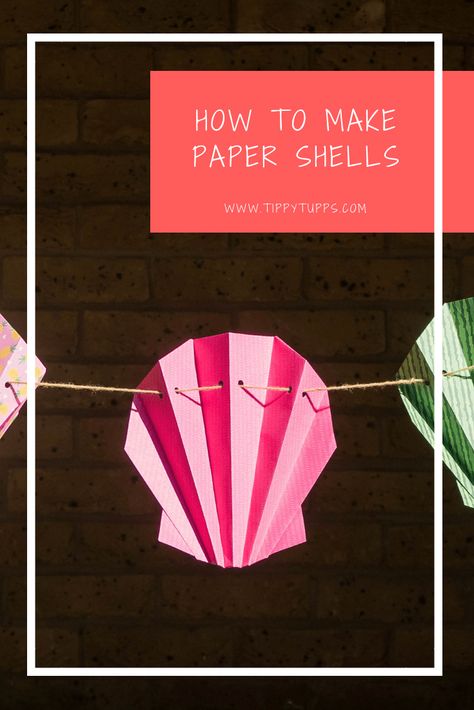 Really simple but effective paper shells, perfect for decorating a sea, mermaid or pirate themed children's birthday party Paper Shells Diy, How To Make Sea Shells Out Of Paper, Pirate And Mermaid Birthday Party Decoration, Bubble Garland, Pirate And Mermaid Activities For Kids, Under The Sea Origami, Paper Shells, Mermaid And Pirate Birthday Party Decor, Mermaids And Pirates