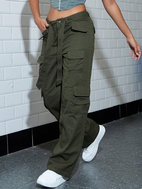 Female Cargo Pants, Ladies Joggers, Workout Sweatpants, Y2k Cargo Pants, Casual Cargo Pants, Women Cargo Pants, Trousers For Women, Baggy Clothes, Green Cargo Pants