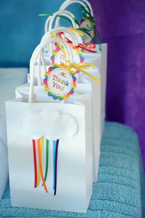 Favor Bags from a Vintage Rainbow Birthday Party via Kara's Party Ideas KarasPartyIdeas.com (24) Birthday Party Bag Ideas, Party Bags Ideas, Pocoyo Party Ideas, Rainbow Party Bags, Rainbow Theme Birthday, Rainbow Party Ideas, Party Bag Ideas, Rainbow Gift Ideas, Junior Express