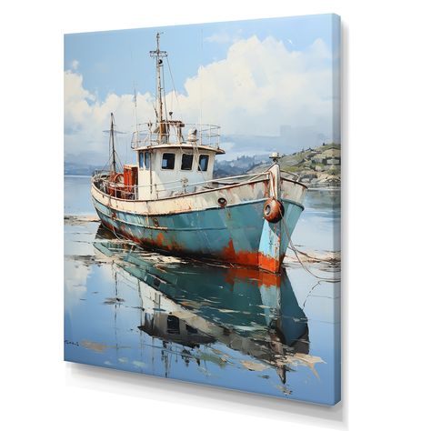 Boat Wall Decor, Bay Boat, Boat Wall Art, Boat Wall, Fishing Boat, Unique Aesthetic, Wrapped Canvas Art, Art Store, Framed Wall