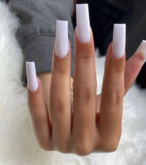 Pinterest: @TRUUBEAUTYS💧#pinterestTruubeautys . Long Acrylic Nails Ideas Classy, Long Square Nails White, Nails Acrylic Plain Colors, Long Tapered Square Acrylic Nails, Long Square Nails, Tapered Square Nails, Long Acrylic Nail Designs, Square Nail Designs, Tapered Square