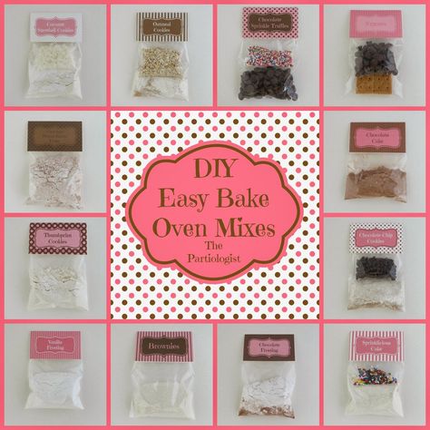 The Partiologist: DIY Easy Bake Oven Mixes! Easy Bake Oven Recipes Kids, Easy Bake Oven Refills, Easy Bake Oven Mixes, Easy Bake Oven Recipes, Oven Diy, Chocolate Thumbprint Cookies, Printable Recipes, Easy Bake Oven, Chocolate Peanut Butter Fudge