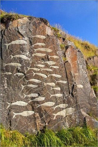 Stone glyphs in Greenland. Petroglyphs Art, Cave Drawings, Cave Art, Viking Culture, Prehistoric Art, Art Premier, Fish Pattern, Art Ancien, Cave Paintings