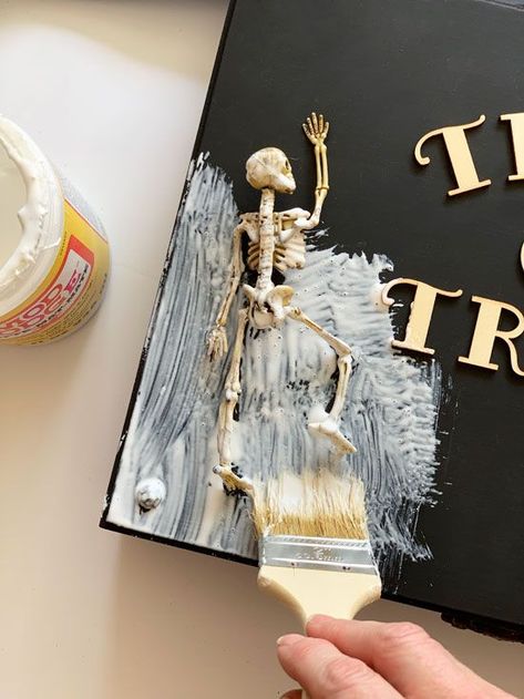 DIY Halloween Prop | Confessions of a Serial Do-it-Yourselfer Diy Victorian Halloween Decor, Spooky Books Diy, Diy Halloween Book Decor, Upcycled Halloween Decor, Halloween Antique Booth Ideas, Halloween Decoupage Ideas, Thrift Store Halloween Decorations, Creepy Crafts Diy, Halloween Shadow Boxes Diy