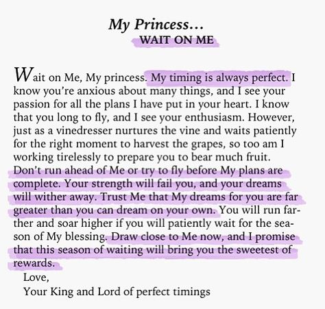 Beautiful <3 I need a DAILY reminder not to get ahead of God!!! If I Had Nine Lives, Gods Princess, Ayat Alkitab, Spiritual Inspiration, Verse Quotes, Trust God, Faith Quotes, Love Letters, Christian Quotes