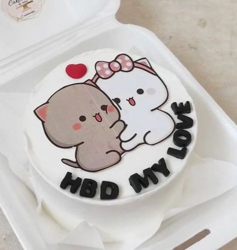 Mine Cake Birthday, Cake Designs Boyfriend, Happy Birthday Love Cake For Him, Birthday Cake For Girlfriend Love, Birthday Cake For Wife Ideas, Bento Cake For Love, Bubu Dudu Cake, Cake For Boyfriend Birthday Love, Cartoon Cake Designs Birthday