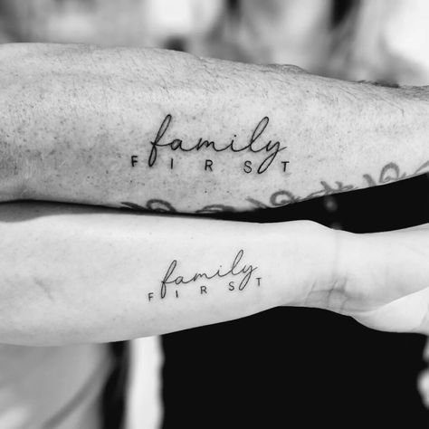 25 Family Tattoo Ideas That Will Melt Your Heart Family Of Three Tattoo Ideas, Family Word Tattoo, Family Heart Tattoos Placement, Tattoo Idea For Family Members, Family In Italian Tattoo, Family Heart Tattoo Ideas, Family Love Heart Tattoo, Tattoo Ideas For Family, Family Member Heart Tattoos