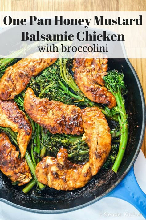 Chicken And Broccolini, Slender Kitchen, Chicken Mushroom, Yummy Chicken, Simple Chicken, Honey Mustard Chicken, Mustard Chicken, Balsamic Chicken, Pan Meals