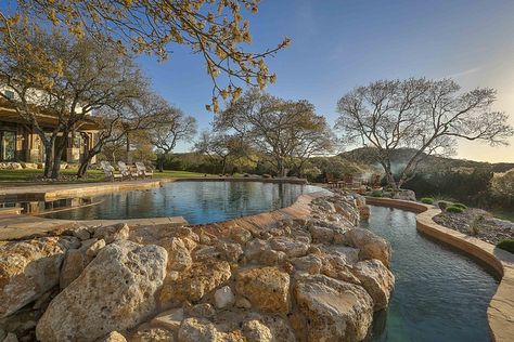 Texas Hill Country House Plans, Dream Ranch, Dream Porch, Rustic Houses, Texas Farmhouse, Farm Building, Patina Farm, House With Pool, Garden Ponds