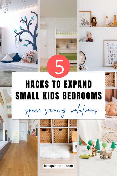 Here are 5 easy hacks to make the most of a small space in your kids' room! Discover effective space saving tips for small rooms to optimize kids' bedrooms. Create a comfortable and functional space for your child today! Small Bedroom Two Children, Tiny Childrens Bedroom, Small Space Toddler Bedroom, Small Home With Kids, Space Saving Kids Bedroom, Kids Small Room Ideas, Kids Room Organization Small Spaces, Tiny Bedroom Hacks, Kids Room Design Small Space