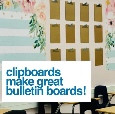 How I Teach High School on Instagram: “Don’t have a bulletin board? 📌 Use clip boards to display info or to show off student work!  I always get complemented on this fun,…” Bulletin Board With Clipboards, Clip Boards, Bulletin Board Paper, Bulletin Boards Classroom Decor, Clip Board, Health Class, Classroom Bulletin Boards, Teaching High School, Clipboard