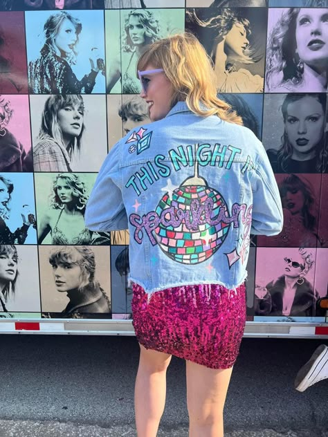 Taylor Swift Denim Jacket Diy, Taylor Swift Jacket Diy, Taylor Swift Jean Jacket Diy, Eras Tour Denim Jacket, Taylor Swift Denim Jacket, Taylor Swift Jean Jacket, Taylor Swift Tour, Jean Jacket Diy, Eras Outfit