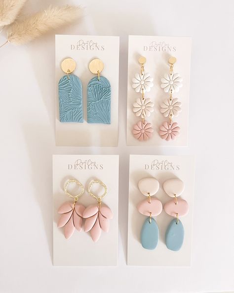 Diy Clay Earrings Aesthetic, Clay Earring Design Ideas, Aesthetic Clay Earrings, Spring Polymer Clay Earrings, Cercei Din Lut Polimeric, Desert Clay, Anting Manik, Clay Designs, Clay Keychain