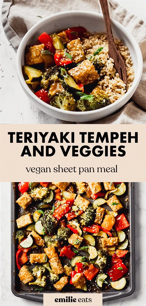 Looking for tempeh recipes? This Teriyaki Tempeh is made with homemade vegan teriyaki sauce, uses only one pan and is gluten-free! It's the perfect easy dinner recipe for busy weeknights! Easy Tempeh Recipes, Tempeh Recipes Vegan, Teriyaki Tempeh, Vegan Teriyaki Sauce, Vegan Teriyaki, Healthy Vegan Dinner Recipes, Meat Meals, School Meals, Tempeh Recipes