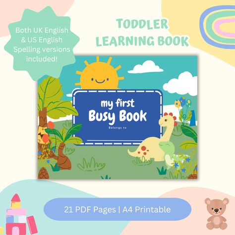 My First Busy Book, Toddler Learning Binder Folder, Preschool Kids Activity Curriculum Homeschool Printable Montessori Materials Quiet Book #BusyBook #ActivityBook #ActivitiesBook #ToddlerLearning🤩 Busy Book Ideas Printables, Busy Book Idea Canva, Busy Book Ideas Digital, Busy Books, Activity Book, Infant Busy Book, Dinosaur Busy Book Printable Free, Velcro Busy Book Printable, My Busy Books