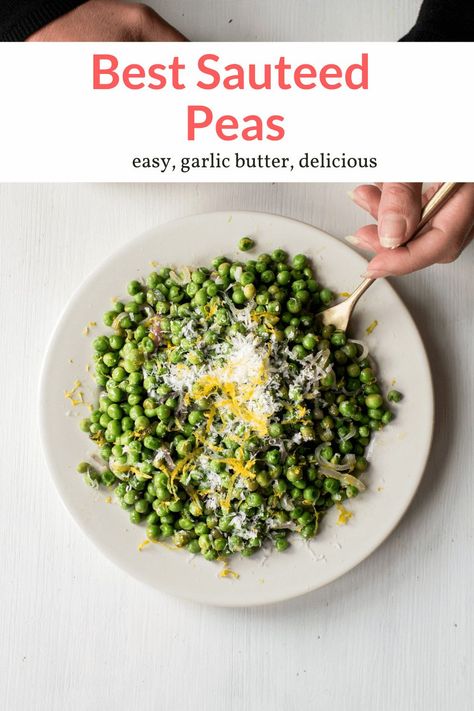 Best Frozen Peas Recipe, Sauteed Peas Recipe, Easy Parmesan Crusted Chicken, Peanut Butter Oat Bars, Healthy Side Dish Recipes, Slender Kitchen, Clean Eating Plans, Sides Recipes, Pea Recipes