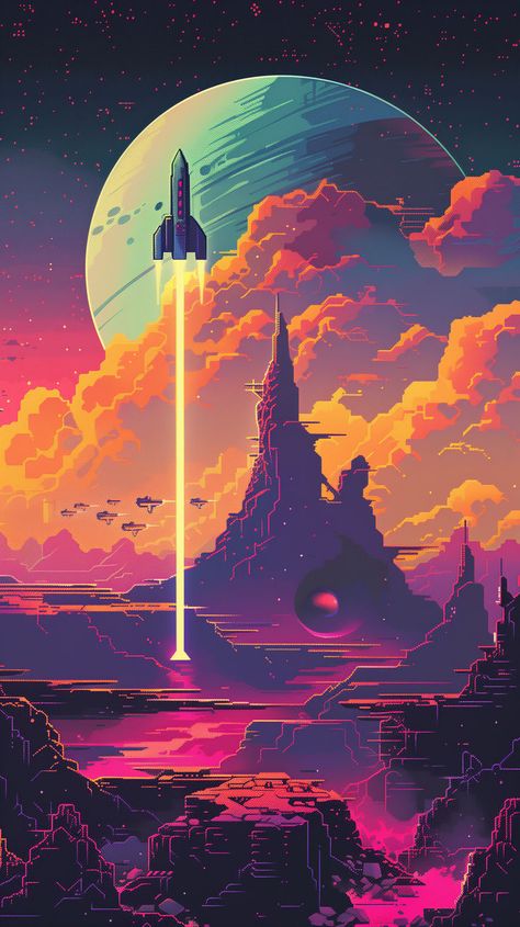 Pixel Art Inspired SciFi Wallpapers 👉 Click the image/link to download for free in high quality 🖥️Subscribe for Daily Free Wallpapers at Coolnerdstuff.com #pixelartwallpaper #pixelart #wallpaper4k Pixel Art Wallpaper 4k, Wallpaper Pixel, Pixel Art Wallpaper, Wallpaper 4k, Free Wallpaper, Retro Vibe, Mobile Wallpaper, Art Wallpaper, Pixel Art