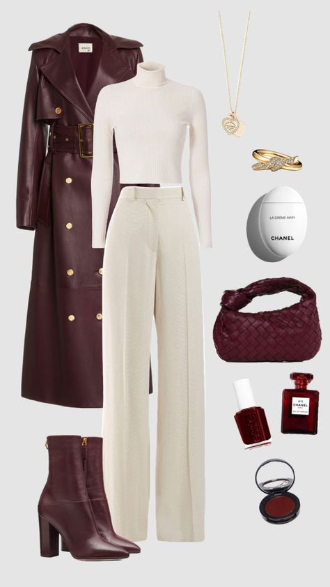 #outfit #outfitaesthetic #outfitinspo #darkred #cherryred #cherry #beige Stylish Work Attire, Everyday Fashion Outfits, Classy Work Outfits, Stylish Work Outfits, Modest Fashion Outfits, Mode Inspo, Looks Chic, Casual Style Outfits, Mode Inspiration