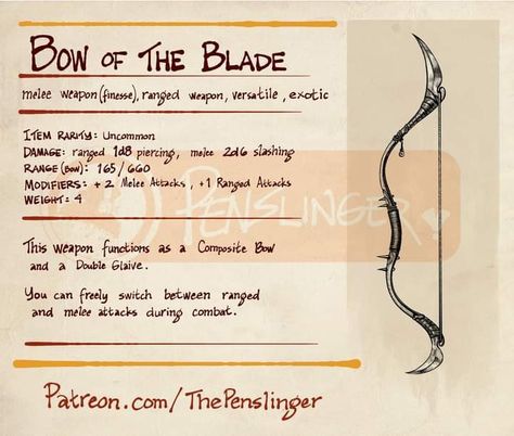 Dnd Bows Homebrew, Bow Dnd 5e, Dnd Enchanted Items, Magic Bow 5e, Dnd Bow Homebrew, Dnd Magic Bow, Dnd Bow, Dnd Bows, Dnd Mounts