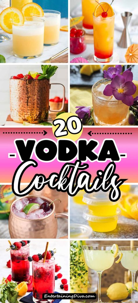 20 Vodka Cocktails | Cocktails Yummy Vodka Cocktails, Fun Cocktails With Vodka, Fun Vodka Cocktails, Fun Vodka Drinks, Summer Cocktails Vodka, Mixed Drinks With Vodka, Easy Vodka Drinks, Vodka Drinks Recipes, Vodka Mixed Drinks Recipes