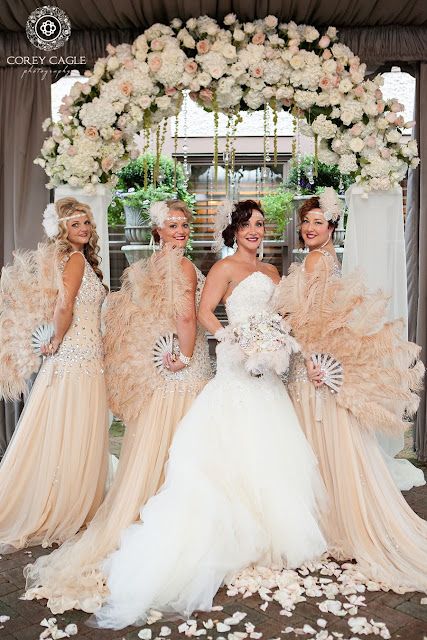 Great Gatsby Wedding Theme Bridesmaid Dresses, Great Gatsby Wedding Ceremony, Great Gatsby Bridesmaid Dresses, 1920s Theme Wedding, 1920 Themed Wedding, Flapper Wedding Theme, Great Gaspy Theme Wedding, Wedding Gatsby Theme, 20s Themed Wedding