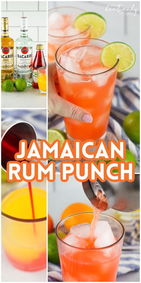 Punch Alcoholic, Jamaican Rum Punch Recipes, Jamaican Rum Punch, Rum Punch Drink, Rum Drinks Easy, Rum Punch Cocktail, Rum Punch Recipe, Punch Drink, Rum Drinks Recipes