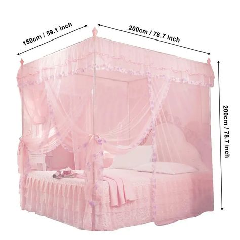 Luxury Princess 3 Side Openings Post Bed Curtain Canopy Netting Net Bedding | eBay Curtain Canopy, Ladies Bedroom, Princess Canopy Bed, Bedding Pink, Post Bed, Nice Rooms, Canopy Curtains, Princess Bed, Pink Room Decor