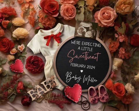 Digital Valentine's Day Pregnancy Announcement, February Baby Girl Announcement, Social Media Gender Reveal, Little Sweetheart, Instagram February Pregnancy Announcement, Pregnancy Announcement For February Baby, Baby Girl Template, Pregnancy Announcement February, Social Media Gender Reveal, Valentine's Pregnancy Announcement, February Due Date Pregnancy Announcement, Girl Template, Valentines Pregnancy Announcement