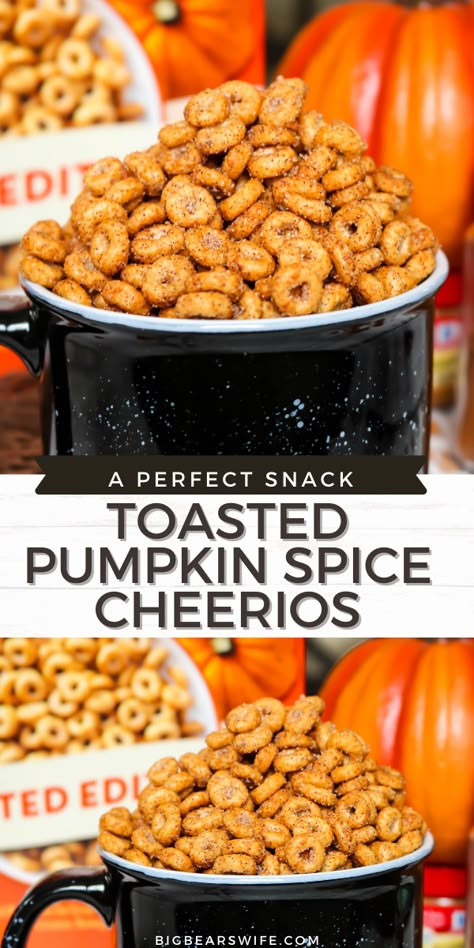 Fall Recipes Appetizers Snacks, Cold Weather Snacks, Cheerios Snack Mix Recipes, Recipes With Cheerios, Halloween Cheerio Treats, Cheerio Dessert, Fall Classroom Treats, Pumpkin Cheerios Recipes, Easy Healthy Halloween Snacks