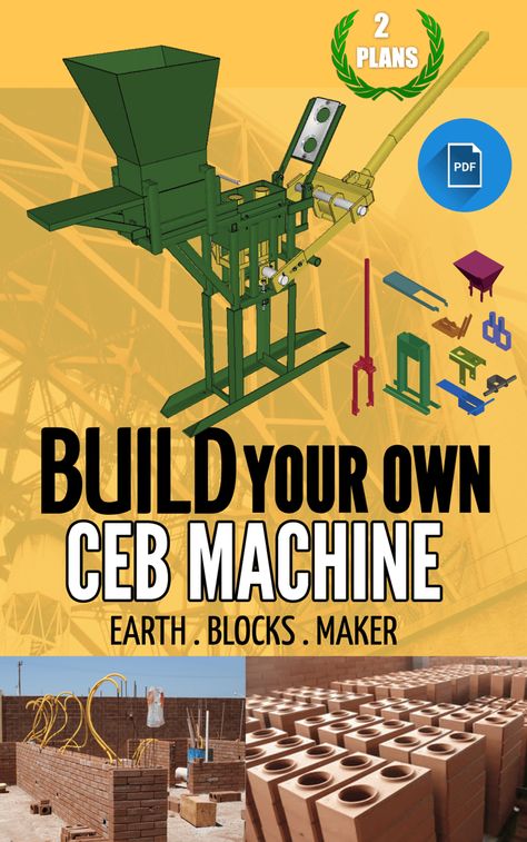 Build Your Own Compressed Earth Blocks Maker Machine Pavement Bricks, Interlocking Concrete Blocks, Homemade Machine, Masonry Blocks, Brick Making, Concrete Block Walls, Diy Techniques And Supplies, Clay House, Interlocking Bricks