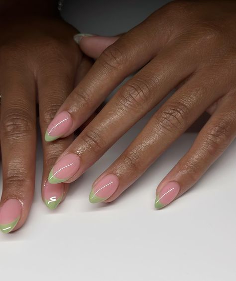 Safe Green Almond Nails, Green Almond Nails, Safe Green, Birthday Nail, French Acrylic Nails, French Nail Designs, French Nail, Inspo Board, Birthday Nails