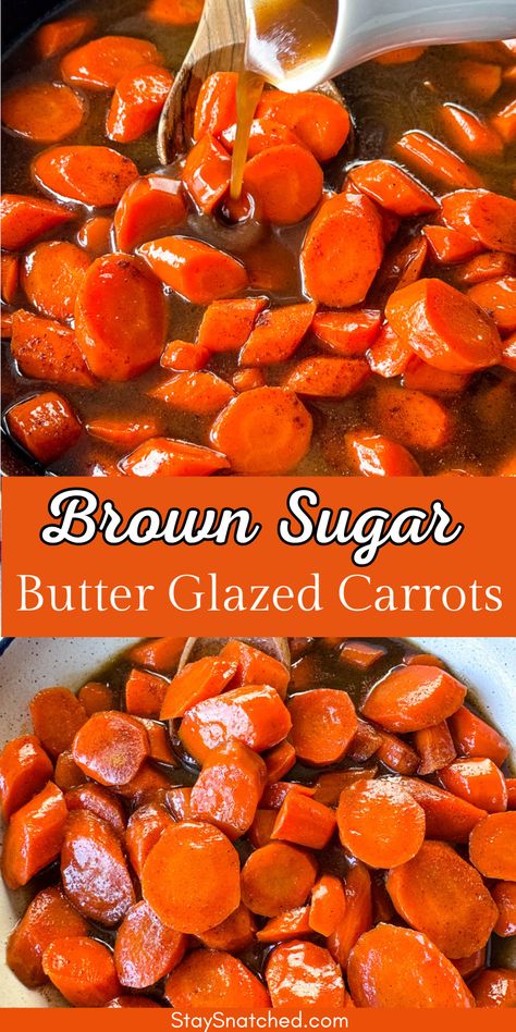 brown sugar butter glazed candied carrots in a pan and white bowl Simple Glazed Carrots, Sweet Carrots Brown Sugar Crockpot, Fresh Carrot Recipes Stove Top, Gluten Free Glazed Carrots, Carrots Glazed Brown Sugar, Brown Sugar Carrots Instant Pot, Instant Pot Glazed Carrots Recipe, Cooked Carrots Stove Top, Honey Glazed Carrots Instant Pot