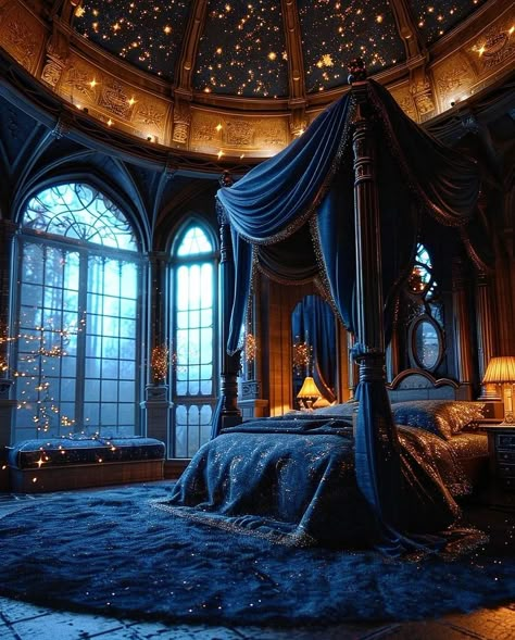 Ravenclaw Bedroom, Ravenclaw Room, Gothic Bathroom Ideas, Hogwarts Room, Christmas Rooms, Hogwarts Ravenclaw, Castle Bedroom, Fantasy Bedroom, Dark Castle