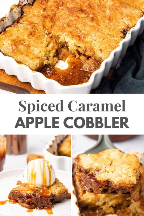 Caramel Apple Cobbler Caramel Apple Cobbler Recipe, Paleo Apple Cake, Caramel Apple Cobbler, Easy Cobbler, Cobbler Crust, Apple Cobbler Recipe, Caramel Apples Easy, Easy Caramel, Gooey Caramel