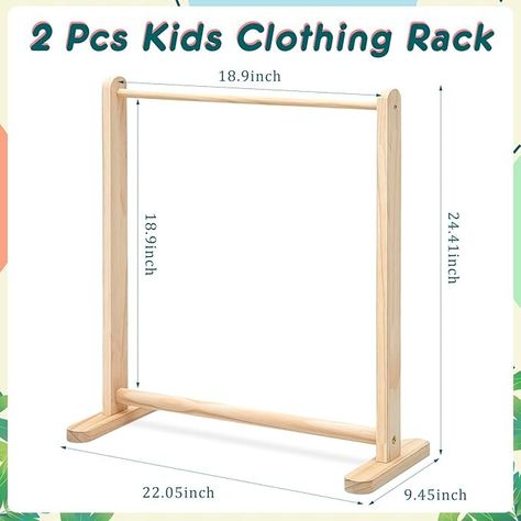 Amazon.com: Barydat 2 Pcs Kids Clothing Rack Kids Dress Up Rack Wood Child Garment Rack 22.1" W x 9.5" D x 24.4" H Kid's Clothes Hanger Wooden Clothes Organizer for Home Bedroom Living Room Clothing Store : Home & Kitchen Kids Costume Organizer, Dress Up Rack, Kids Clothing Rack, Fair Booth, Diy Baby Clothes, Craft Fairs Booth, Diy Costumes Kids, Clothes Organizer, Garment Rack