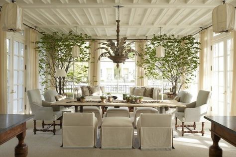 Sunroom Dining Room, Large Sunroom, Sunroom Dining, Sunroom Furniture, Sunroom Decorating, Enchanted Home, The Dining Room, Transitional Decor, The Ceiling